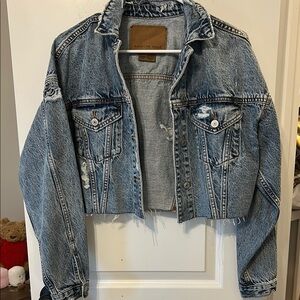 American Eagle Outfitters Distressed Blue Denim Jacket